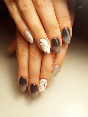 Black and white gradient manicure, matte nail design. Victoria Bandurist -  YouTube