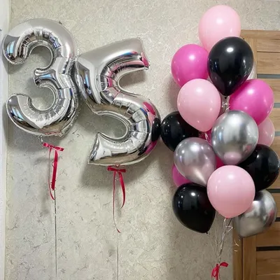 Шары на 35 лет черно-розовые — купить в интернет-магазине Onballoon по цене   руб.
