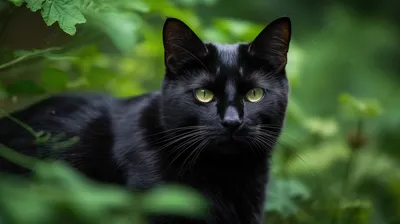 Черной кошки с зелеными глазами картинки