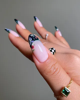 Накладные ногти Kitty Nail классический чёрный френч, форма миндаль, 24 шт  - купити за найкращою ціною в Україні ➤ 