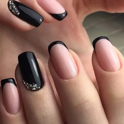 Накладные ногти Kitty Nail матовый черный френч , средние, форма квадрат,  24 шт - купити за найкращою ціною в Україні ➤ 