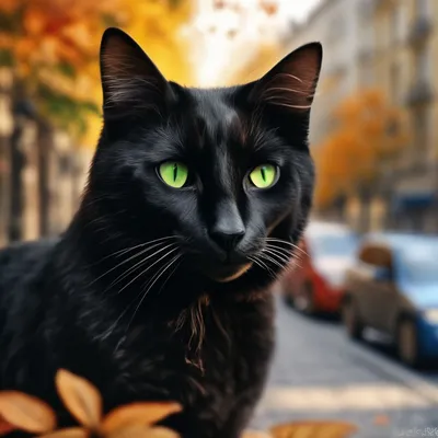 Black cat - Cat illustration - Cute cat - Autumn mood / черный кот рисунок  осень | Рисунок, Кот, Осень