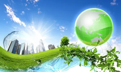 Экологически чистая планета земля, многоразовая сумка, чашка, ветряные  турбины, векторные иллюстрации. чистая планета. зеленая энергия. нулевые  отходы | Премиум векторы
