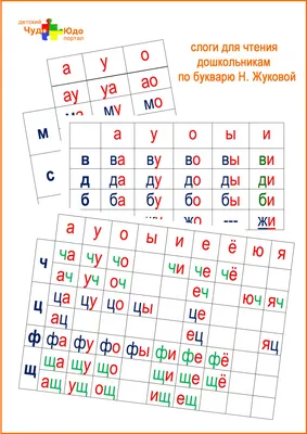 Слоги для чтения по букварю Н. Жуковой