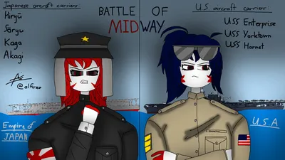 ArtStation - Countryhumans Battle of Midway, Countryhumans America,  Countryhumans Empire of Japan