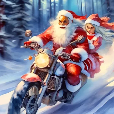 Дед Мороз и Снегурочка на мотоцикле стали звездами новогоднего Воронежа