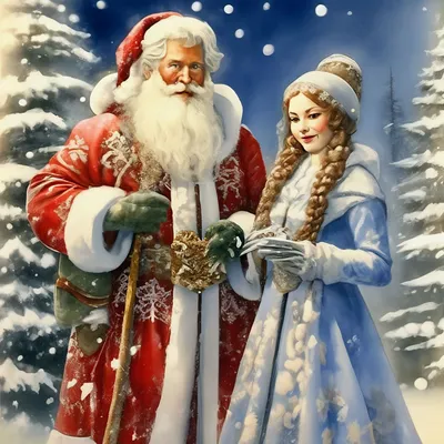 ☆1209. Дед Мороз и Снегурочка стоят…» — создано в Шедевруме