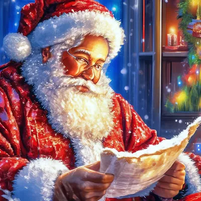 Дед мороз читает письмо с желаниями…» — создано в Шедевруме