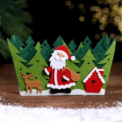 Новогодняя корзинка для декора Лесная Мастерская Дед Мороз в лесу 20x15x11  см по цене 339 ₽/шт. купить в Рязани в интернет-магазине Леруа Мерлен