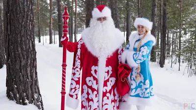 Комплект Деда Мороза и Снегурочки Жаккард Голубой, Белый — Купить Недорого  на  (1490347761)