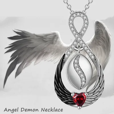 XKKK Кулон с крыльями ангела и демона, серебряное ожерелье с цирконом,  сердце, красный кристалл, крылья ангела, дизайнерская бижутерия, подарок  для женщин и мужчин хрустальные украшения цепочка на шею женская |  AliExpress