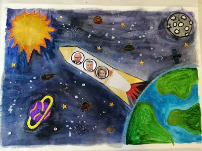 Рисунки на День Космонавтики 12 апреля: более 95 идей | Space art, Nasa  art, Art lessons