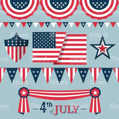 4th of July, Independence Day of the USA, decoration elements for... | День  независимости, Украшения, Векторные иллюстрации