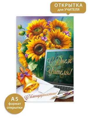 Открытка поздравительная на День учителя, подарок в школу "С Днем учителя!  С благодарностью" - купить с доставкой в интернет-магазине OZON (1117607433)