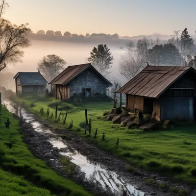 Деревенский пейзаж, васильки