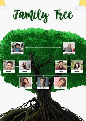 Family tree with blank space for photos Royalty Free Vector