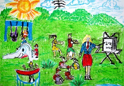 Детский рисунок на тему школа - картинка