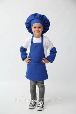 Детский фартук повара с колпаком синего цвета (2-5 лет) (ID#1497865979),  цена: 306 ₴, купить на 