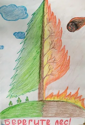 Рисунок пожар в лесу для детей - 90 фото