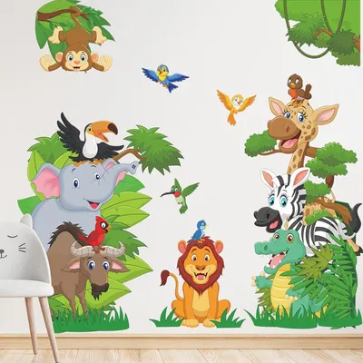 Купить Настенные картины с изображением животных, детская комната, детский  жираф, тигр, лошадь, носорог, лист, настенная живопись на холсте, плакат на  скандинавскую тему | Joom