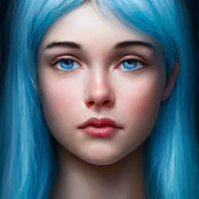 Иллюстрация Девушка с голубыми волосами | 