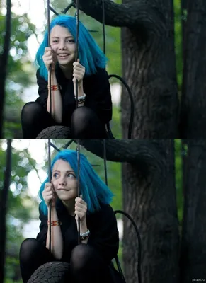 Девушка с голубыми волосами» — создано в Шедевруме