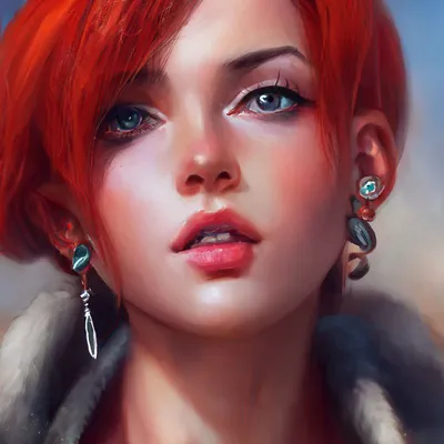 Девушка с красными волосами и …» — создано в Шедевруме