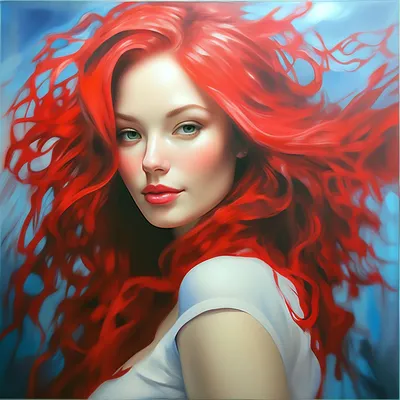 Девушка с красными волосами в стиле…» — создано в Шедевруме