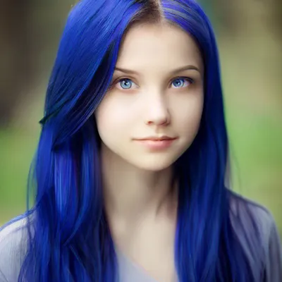 Красивая девушка с синими волосами …» — создано в Шедевруме