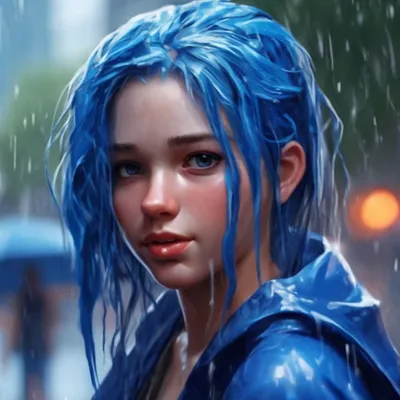 Девушка с синими волосами арт - фото и картинки 