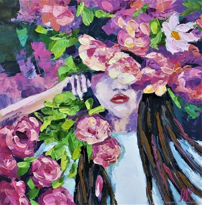 Портрет девушки с цветами - Zartschool - школа живописи Татьяны Зубовой