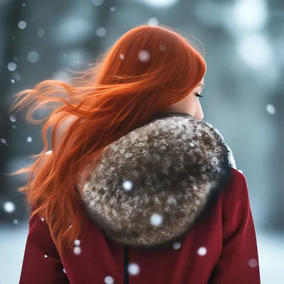 Зима, осень, малый снег, девушка в…» — создано в Шедевруме