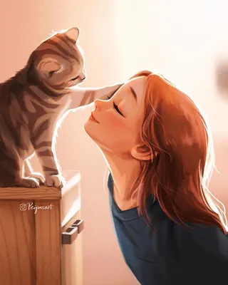 Девочка и кот | Пикабу