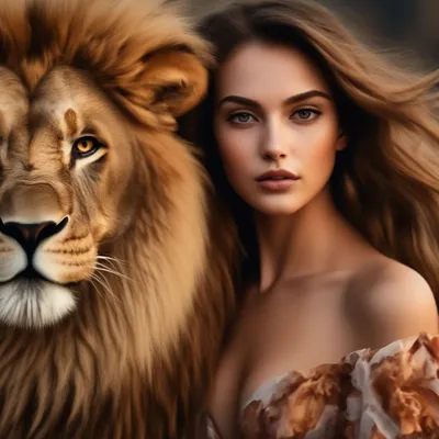 Девушка и лев | ArtBUP – международная платформа для живописи