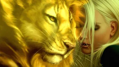 Картина Девушка и лев ᐉ Плохотина Людмила ᐉ онлайн-галерея Molbert.