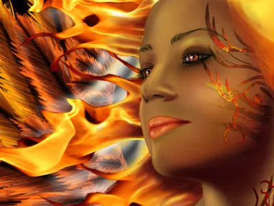 Девушка-огонь, страстная, красивая, …» — создано в Шедевруме