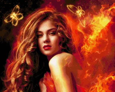 Девушка огонь с молнией» — создано в Шедевруме