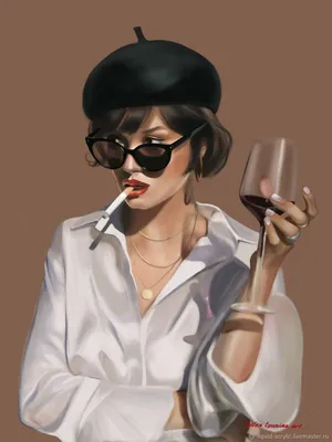 Девушка с бокалом вина - 