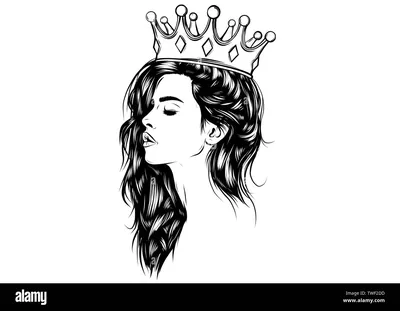 Рисунок женщины с короной на голове | Премиум Фото
