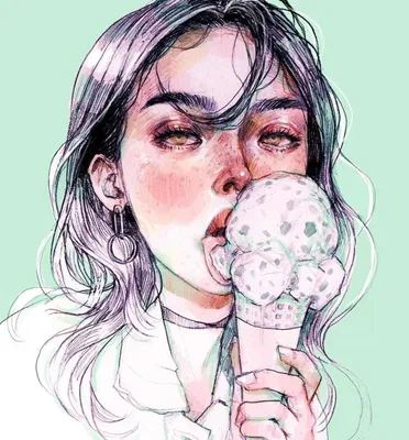 Картина на холсте "Девушка с мороженым"
