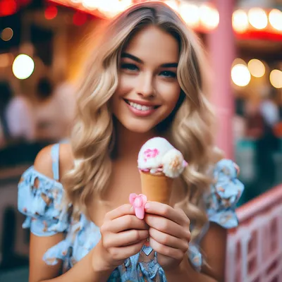 Молодая девушка с мороженым изображение_Фото номер 501485204_JPG Формат  изображения_