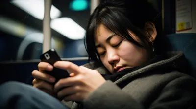 девушка с мобильным телефоном, женщина, которая засыпает, держа в руках  смартфон фон картинки и Фото для бесплатной загрузки