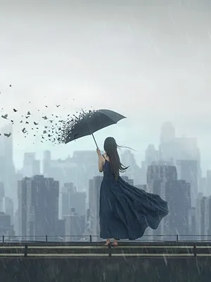 Красивая молодая девушка гуляет под дождем с прозрачным зонтом осенняя  атмосфера погода | Премиум Фото