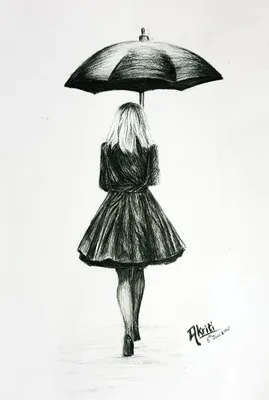 Трафарет девочка с зонтиком - 48 фото