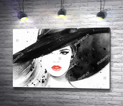 Картина "Модная девушка в шляпе " | Интернет-магазин картин "АртФактор"