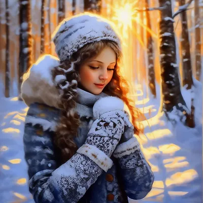 Фотография зимние Девушки Снежинки улиц снега Рисованные
