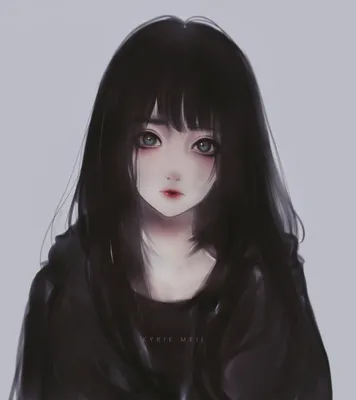 Создать мем "грустная девушка аниме, аниме девочка с черными волосами,  аниме тян с чёрными волосами" - Картинки - 