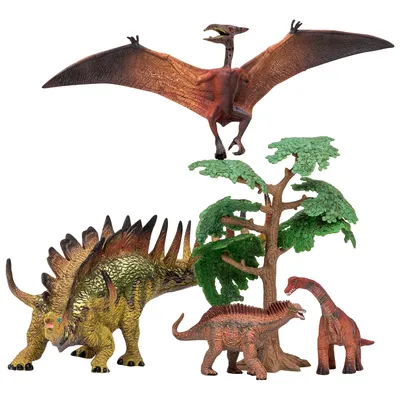 Динозавры и драконы для детей серии "Мир динозавров": птеродактиль,  трицератопс, брахиозавр, тиранозавр, стегозавр (набор фигурок из 7  предметов) - купить с доставкой по выгодным ценам в интернет-магазине OZON  (265065723)