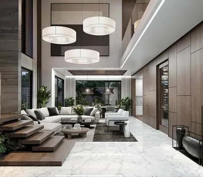 Современный дизайн интерьера гостиной от архитектурного бюро HCProject