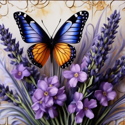 Цветы лаванды и экзотические бабочки…» — создано в Шедевруме